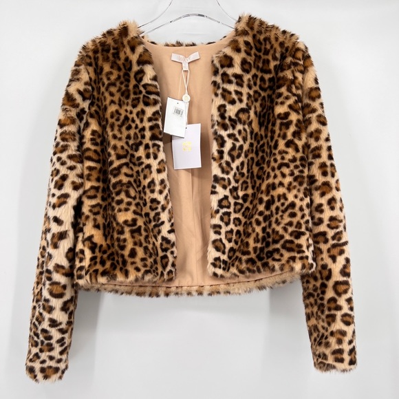 Wayf x Influencers Brooklyn Faux Fur Chubby Jacket Leopard Size Xs NWT - Picture 2 of 9